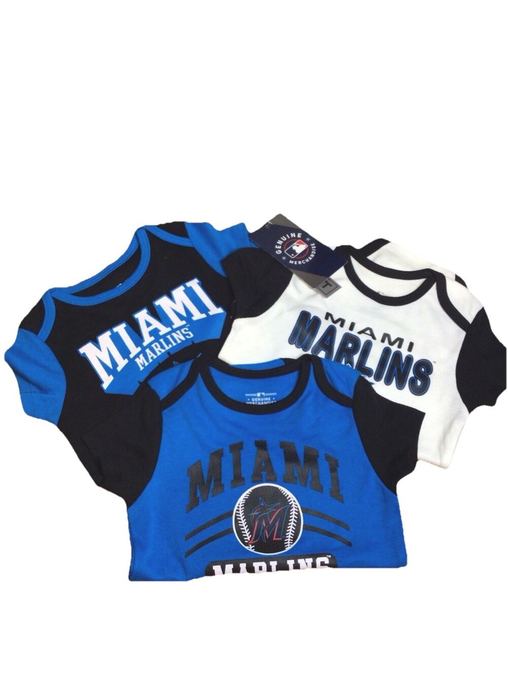 MLB Miami Marlins Baby Bodysuit 6/9 M Infant Bodysuits Set of 3